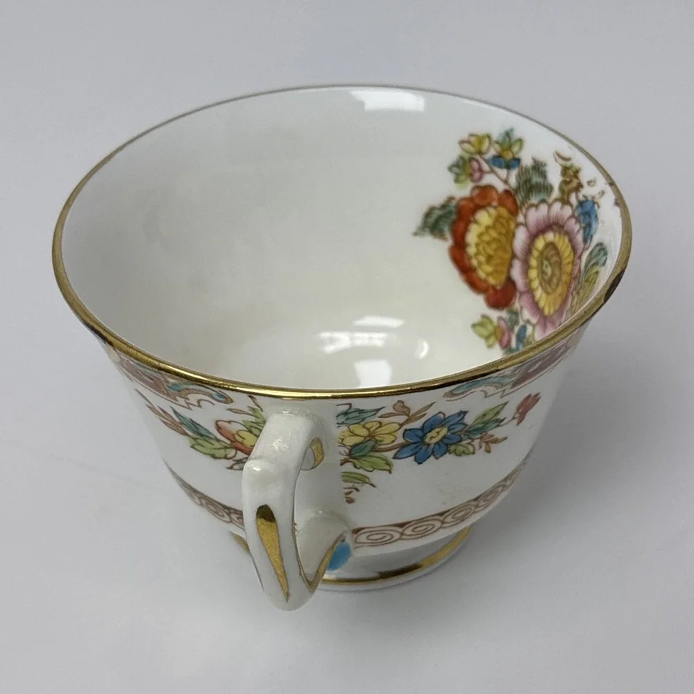 Hudson & Middleton Sutherland China Kiang Tea Cup Saucer Set Floral Gold Gilt‎